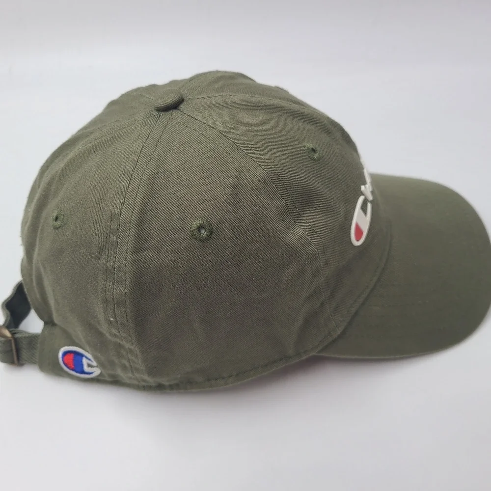 Champion Hat Strapback (Fits Small) Green White Script Logo Casual Brand Cotton